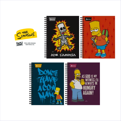 Cuaderno Argollado Tapa Dura Mediano 7 Materias Cuadriculado Los Simpsons
