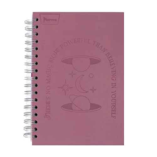 Cuaderno Argollado Tapa Dura Mediano 7 Materias Linea Corriente Norma Cuero  Sideral Rosa Planetas