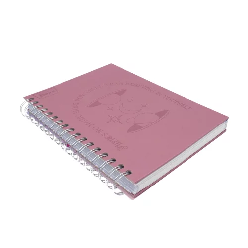 Cuaderno Argollado Tapa Dura Mediano 7 Materias Linea Corriente Norma Cuero  Sideral Rosa Planetas