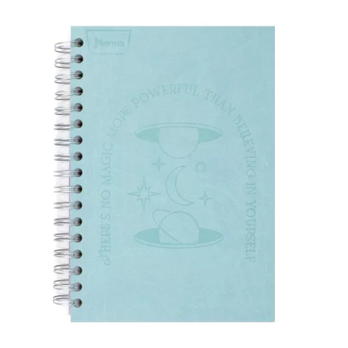 Cuaderno Argollado Tapa Dura Mediano 7 Materias Linea Corriente Norma Cuero Azul Claro Planetas