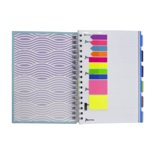 Cuaderno Argollado Tapa Dura Mediano 7 Materias Linea Corriente Norma Cuero Azul Claro Planetas