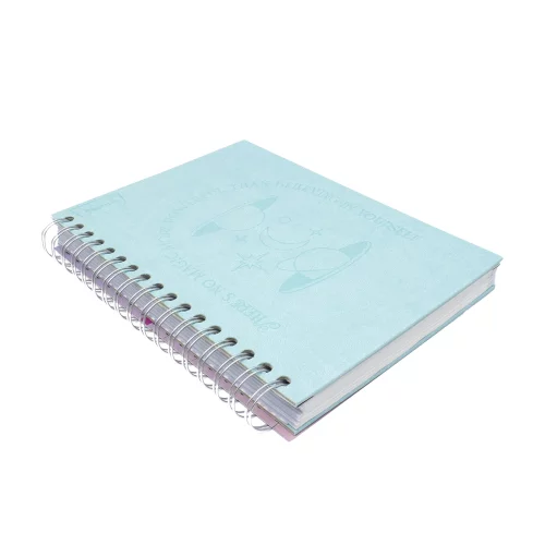 Cuaderno Argollado Tapa Dura Mediano 7 Materias Linea Corriente Norma Cuero Azul Claro Planetas