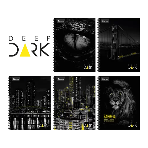 Cuaderno Argollado Tapa Dura Mediano 80 Hojas Cuadriculado Deep Dark