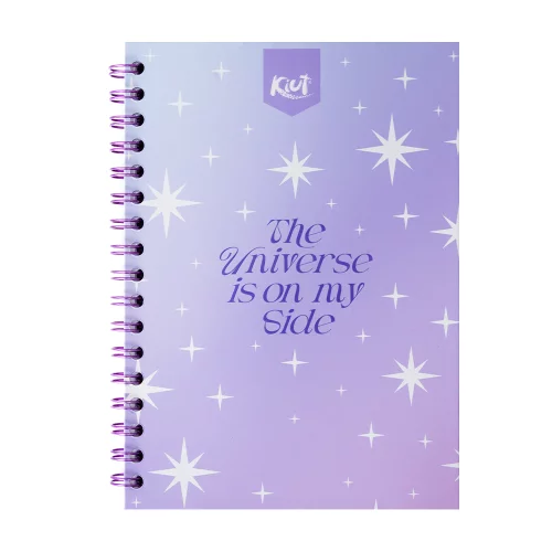 Cuaderno argollado tapa dura mediano 80 hojas línea corriente Kiut the universe is