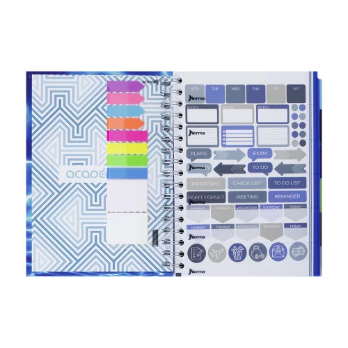 Cuaderno Argollado tapa dura mediano Multimaterias 7M Cuadriculado Academico - Resplandor Azul Claro