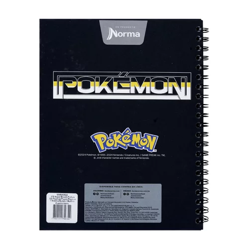 Cuaderno Argollado tapa dura Multimaterias 7M Mixto Pokemon - Cuadros X 4