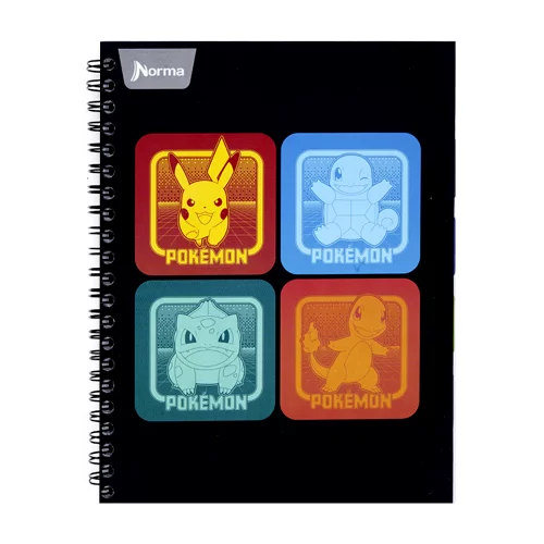Cuaderno Argollado tapa dura Multimaterias 7M Mixto Pokemon - Cuadros X 4