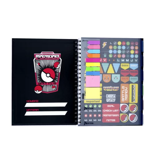Cuaderno Argollado tapa dura Multimaterias 7M Mixto Pokemon - Cuadros X 4
