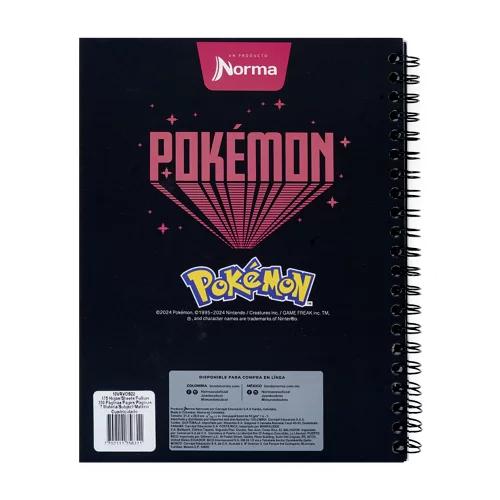 Cuaderno Argollado tapa dura Multimaterias 7M Mixto Pokemon - Franjas Rojas Verticales