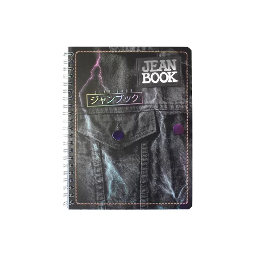 Cuaderno Argollado Tapa Flexible Grande 80 Hojas Cuadriculado Jean Book Rayos Tienda Norma