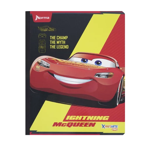 Cuaderno cosido 100 hojas cuadriculado Cars - lightning mcqueen