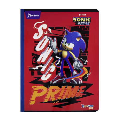 Cuaderno Cosido 100 Hojas Cuadriculado Sonic - Prime Garra Rojo