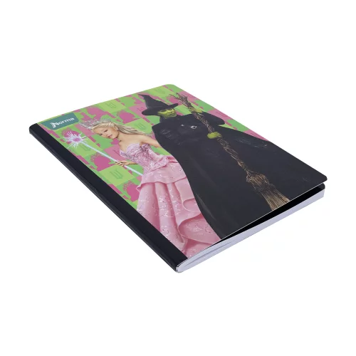 Cuaderno Cosido 100 Hojas Cuadriculado Wicked - Elphaba Y Glinda Fondo Cuadros