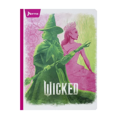 Cuaderno Cosido 100 Hojas Cuadriculado Wicked - Elphaba Y Glinda Marco Blanco