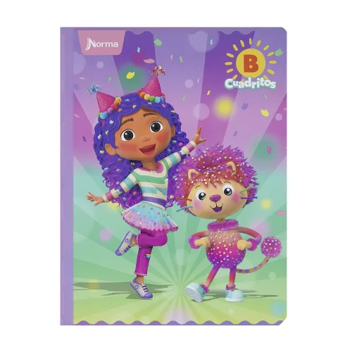 Cuaderno cosido 100 hojas cuadritos b cuadros 10mm Gabby´s Dollhouse - destellos