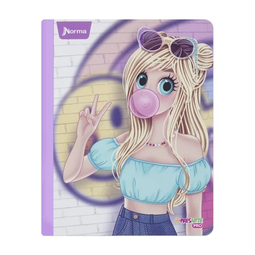 Cuaderno cosido 100 hojas línea corriente Antonia - chicle