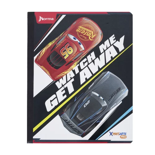 Cuaderno cosido 100 hojas línea corriente Cars - get away