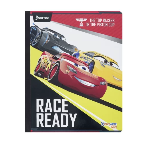 Cuaderno cosido 100 hojas línea corriente Cars - race ready