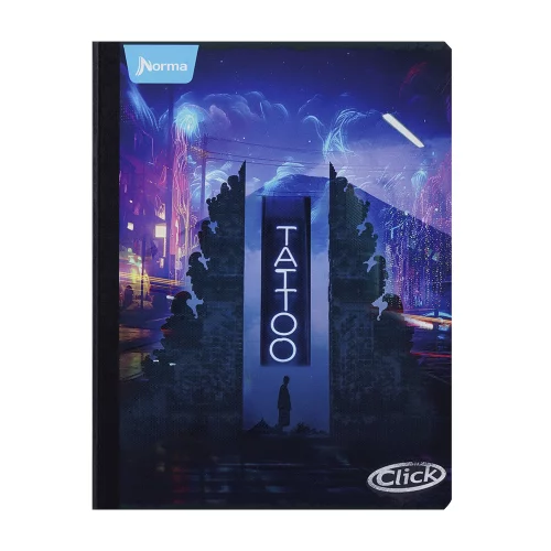 Cuaderno cosido 100 hojas línea corriente Click - tattoo
