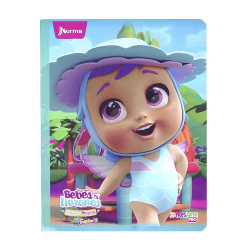 Cuaderno Cosido 100 Hojas Linea Corriente Cry Babies - Gorro Azul Tropical