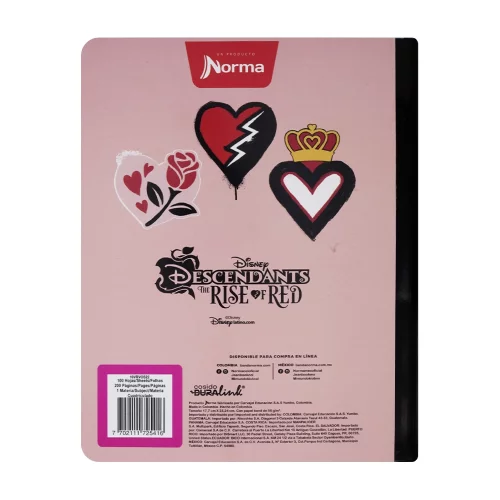 Cuaderno Cosido 100 Hojas Linea Corriente Descendientes - Royalty