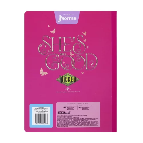Cuaderno Cosido 100 Hojas Linea Corriente Wicked - The Best Witch