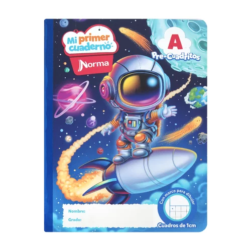 Cuaderno cosido 100 hojas precuadritos A Mi Primer Cuaderno - astronauta