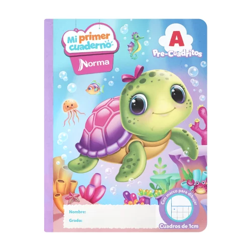 Cuaderno cosido 100 hojas precuadritos A Mi Primer Cuaderno - tortuga