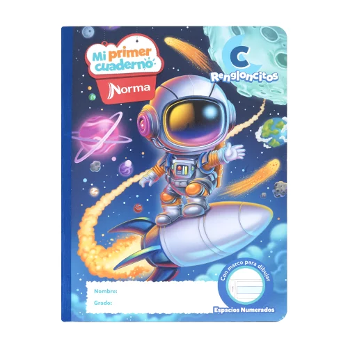 Cuaderno cosido 100 hojas rengloncitos C Mi Primer Cuaderno - astronauta