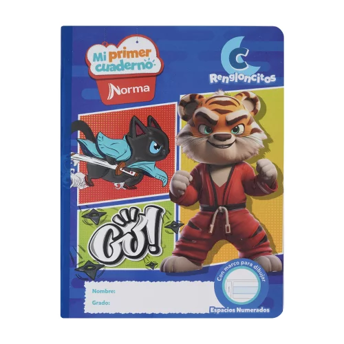 Cuaderno cosido 100 hojas rengloncitos C Mi Primer Cuaderno - tigre go!