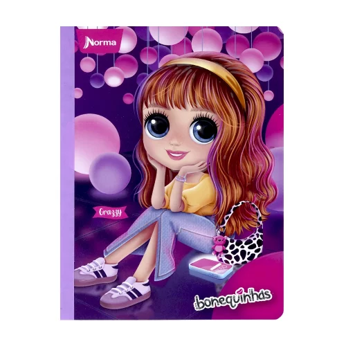 Cuaderno cosido 50 hojas cuadriculado Bonequinhas - museo ilusiones