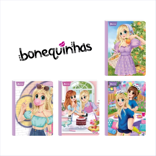 Cuaderno Cosido 50 Hojas Cuadriculado Bonequinhas Antonia