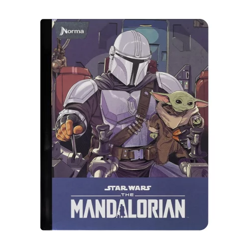Cuaderno cosido 50 hojas cuadriculado Mandalorian - mando y grogu en nave