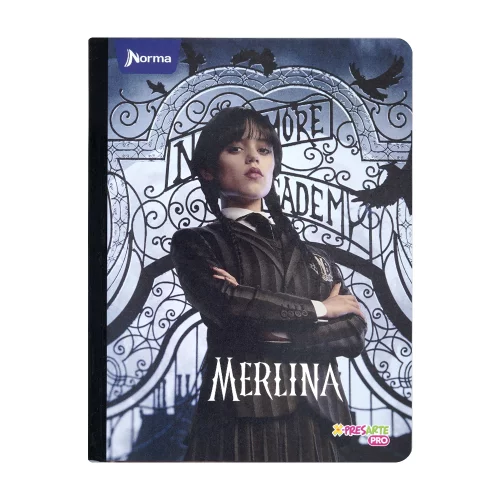 Cuaderno Cosido 50 Hojas Cuadriculado Merlina - Pajaros Negros