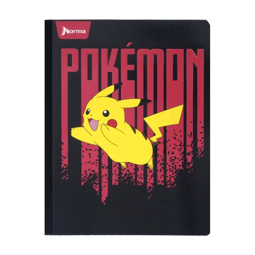 Cuaderno Cosido 50 Hojas Cuadriculado Pokemon - Franjas Rojas Verticales