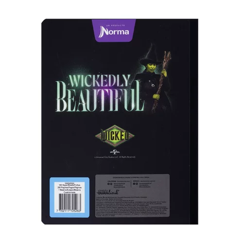 Cuaderno Cosido 50 Hojas Cuadriculado Wicked - Elphaba Thropp