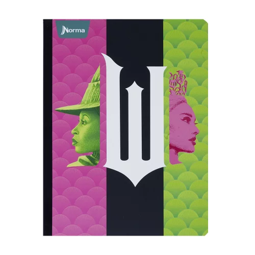 Cuaderno Cosido 50 Hojas Cuadriculado Wicked - Elphaba Y Glinda W Blanca