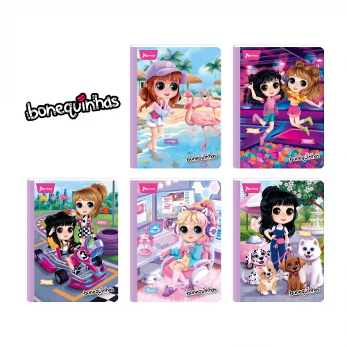 Cuaderno Cosido 50 Hojas Doble Linea Bonequinhas