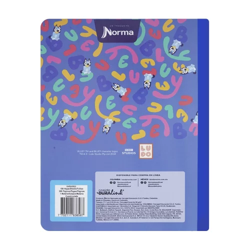 Cuaderno Cosido 50 Hojas línea corriente Bluey - Canto Y Estrellas