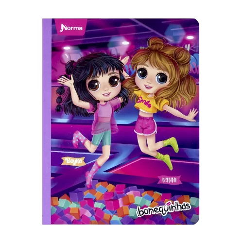 Cuaderno cosido 50 hojas línea corriente Bonequinhas - saltarin