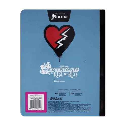 Cuaderno Cosido 50 Hojas Linea Corriente Descendientes - Riot