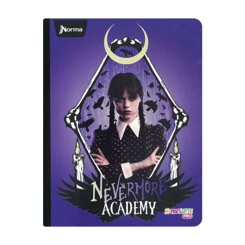 Cuaderno Cosido 50 Hojas línea corriente Merlina - Nevermore