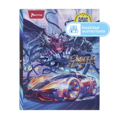 Cuaderno Cosido Durabook Street Racer 80 Hojas 1 Materia Cuadriculado - Carro Naranja Y Monstruo