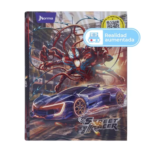 Cuaderno Cosido Durabook Street Racer 80 Hojas 1 Materia Cuadriculado - Monstruo Rojo