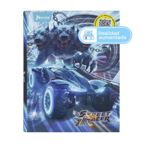 Cuaderno Cosido Durabook Street Racer 80 Hojas 1 Materia Cuadriculado - Perro 3 Cabezas