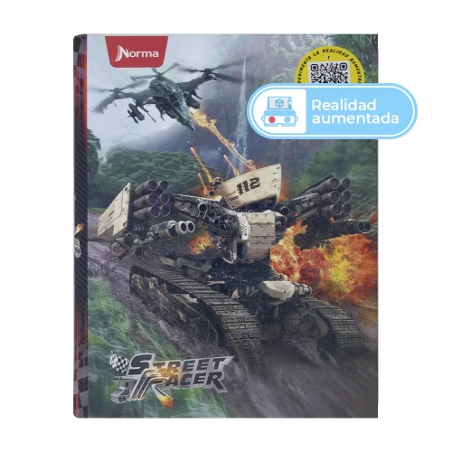Cuaderno Cosido Durabook Street Racer 80 Hojas 1 Materia Cuadriculado - Tanque 112