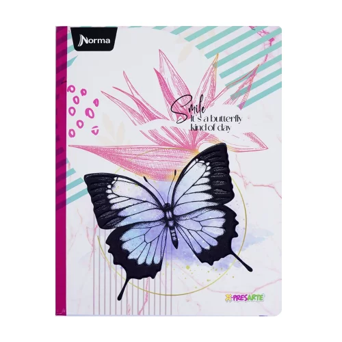 Cuaderno cosido femenino 100 hojas cuadriculado X-presarte - butterfly