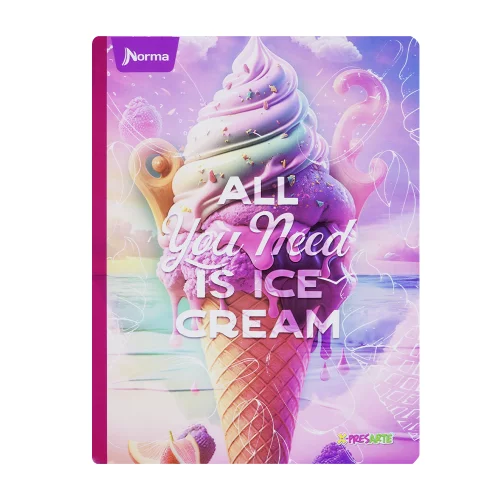Cuaderno cosido femenino 100 hojas doble línea X-presarte - ice cream