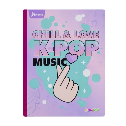 Cuaderno cosido femenino 50 hojas cuadriculado X-presarte - k-pop