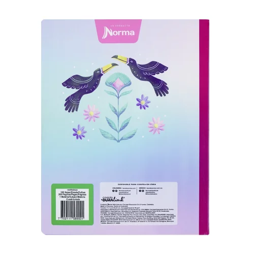 Cuaderno cosido femenino 50 hojas línea corriente X-presarte - tucanes
